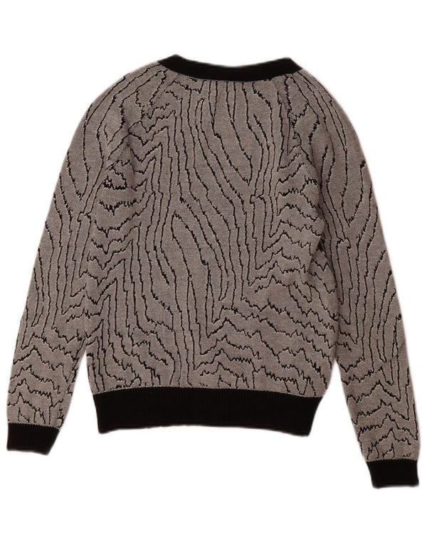Reiss Womens Abstract Pattern Sweatshirt Jumper UK 6 XS Black Viscose