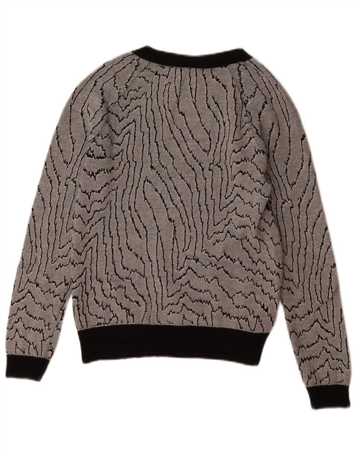 Reiss Womens Abstract Pattern Sweatshirt Jumper UK 6 XS Black Viscose