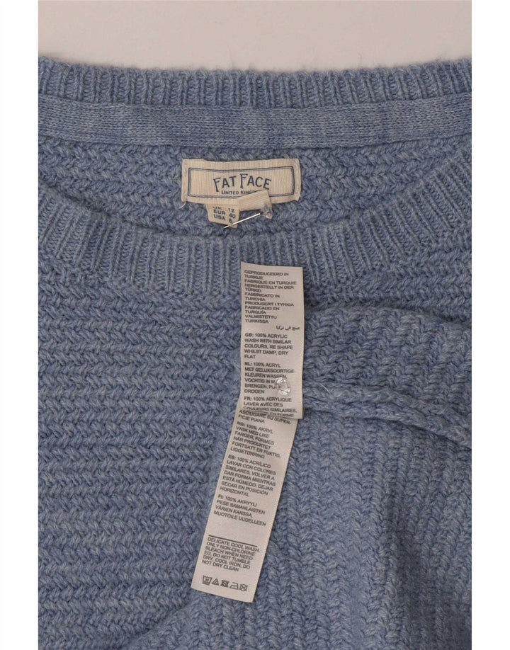 Fat Face Womens Boat Neck Jumper Sweater UK 12 Medium Blue Acrylic