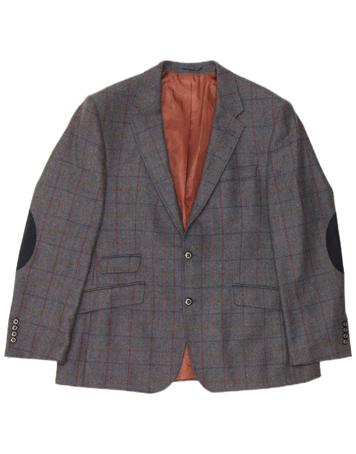 Woolrich Mens 2 Button Blazer Jacket UK 48 4XL Grey Check Wool