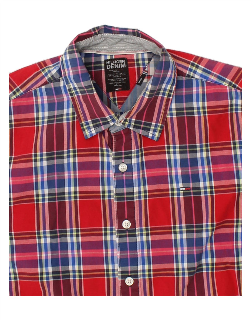 TOMMY HILFIGER Mens Shirt Small Red Check Cotton Vintage Tommy Hilfiger and Second-Hand Tommy Hilfiger from Messina Hembry 