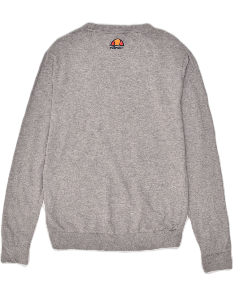 ELLESSE Womens Graphic Sweatshirt Jumper US 10 Large Grey Cotton | Vintage Ellesse | Thrift | Second-Hand Ellesse | Used Clothing | Messina Hembry 