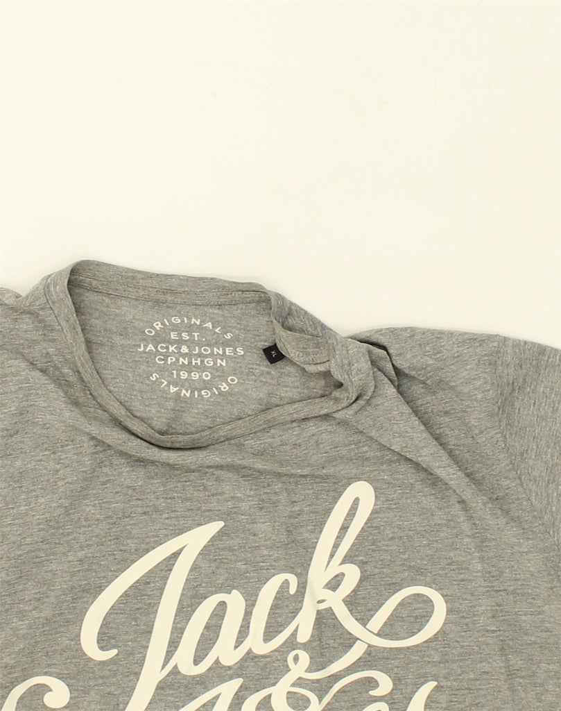 JACK & JONES Mens Graphic T-Shirt Top XL Grey Cotton | Vintage Jack & Jones | Thrift | Second-Hand Jack & Jones | Used Clothing | Messina Hembry 