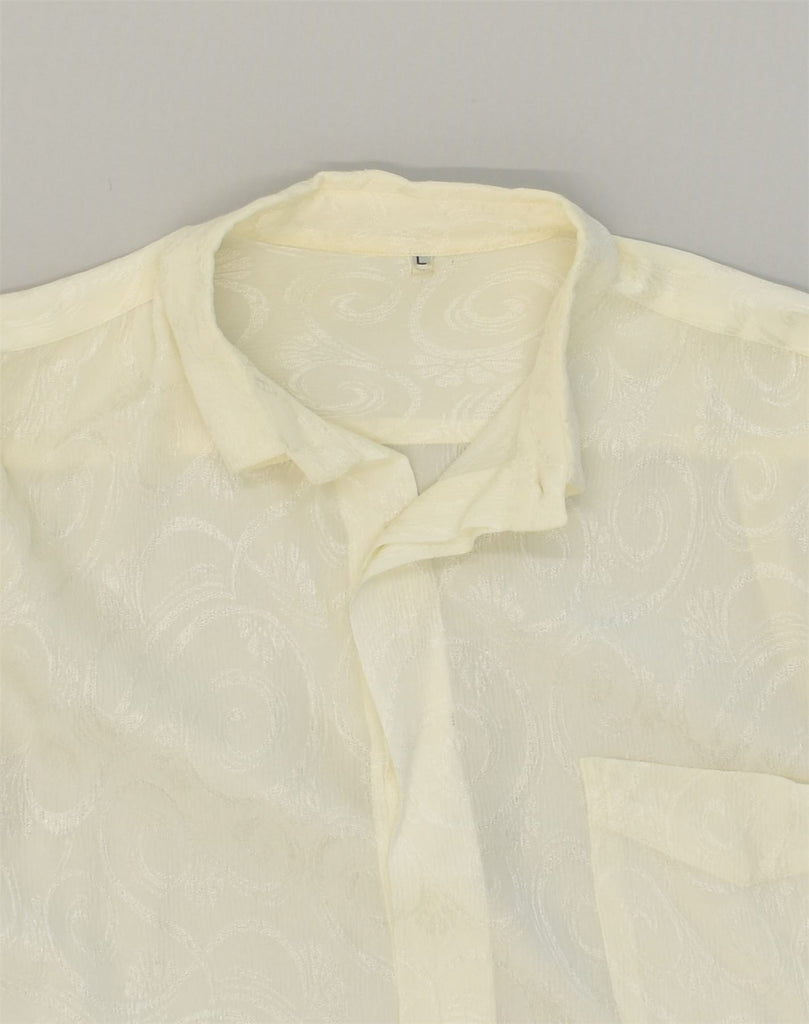 VINTAGE Mens Shirt Large Off White Viscose | Vintage Vintage | Thrift | Second-Hand Vintage | Used Clothing | Messina Hembry 