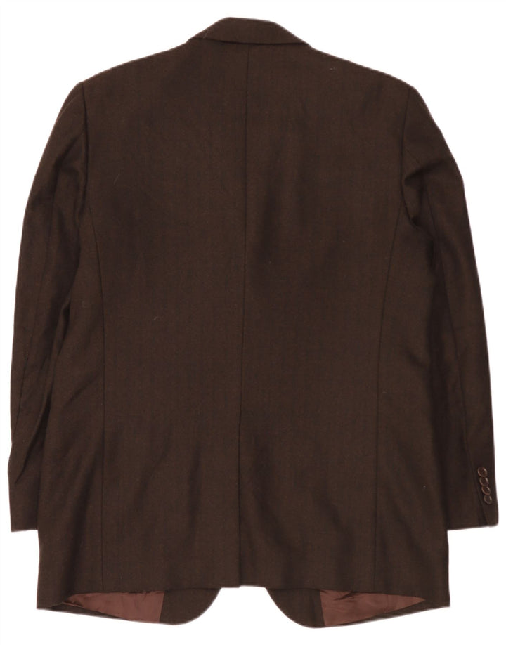 Vintage Mens 3 Button Blazer Jacket UK 38 Medium Brown Virgin Wool