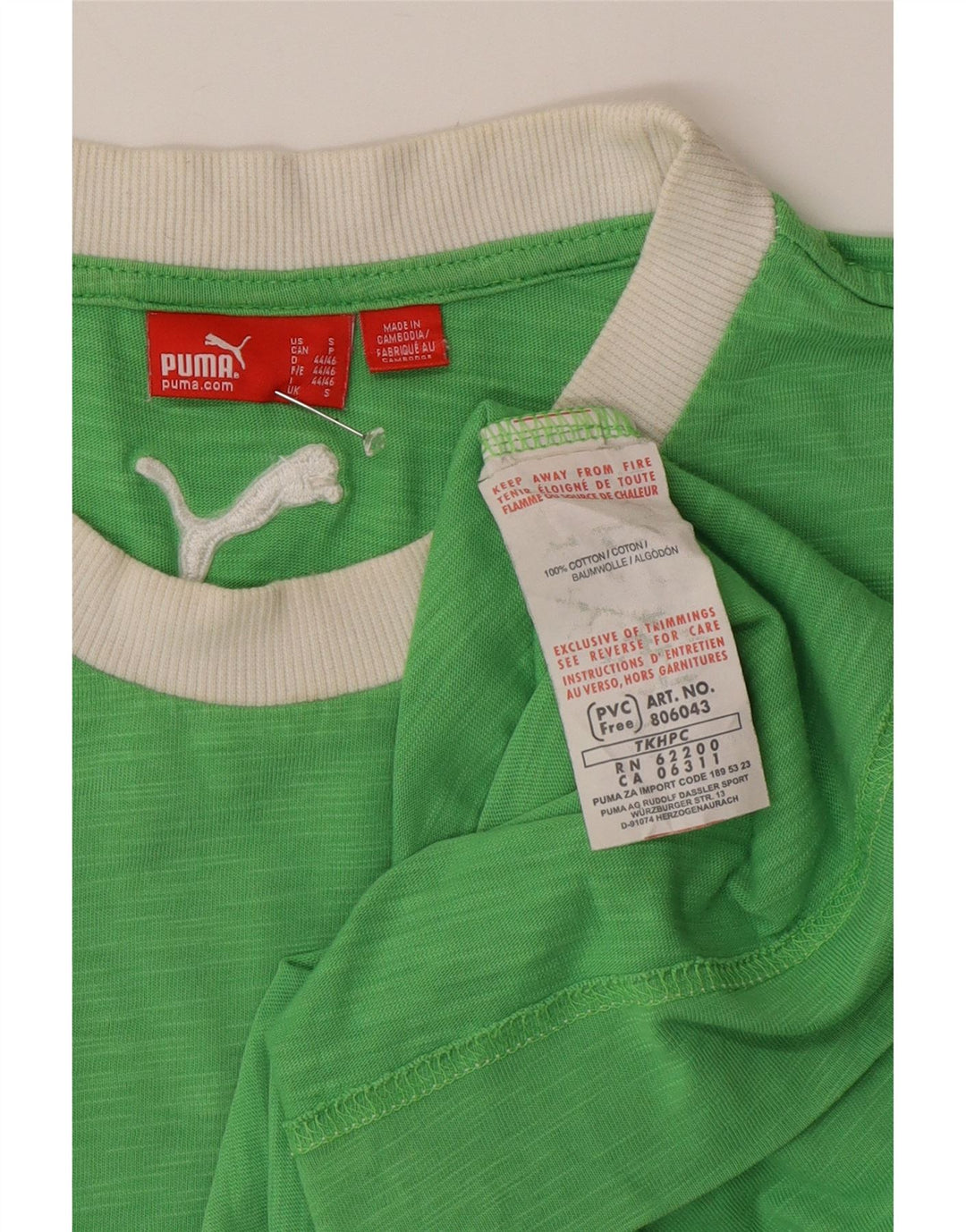PUMA Mens Graphic T-Shirt Top Small Green Flecked Cotton