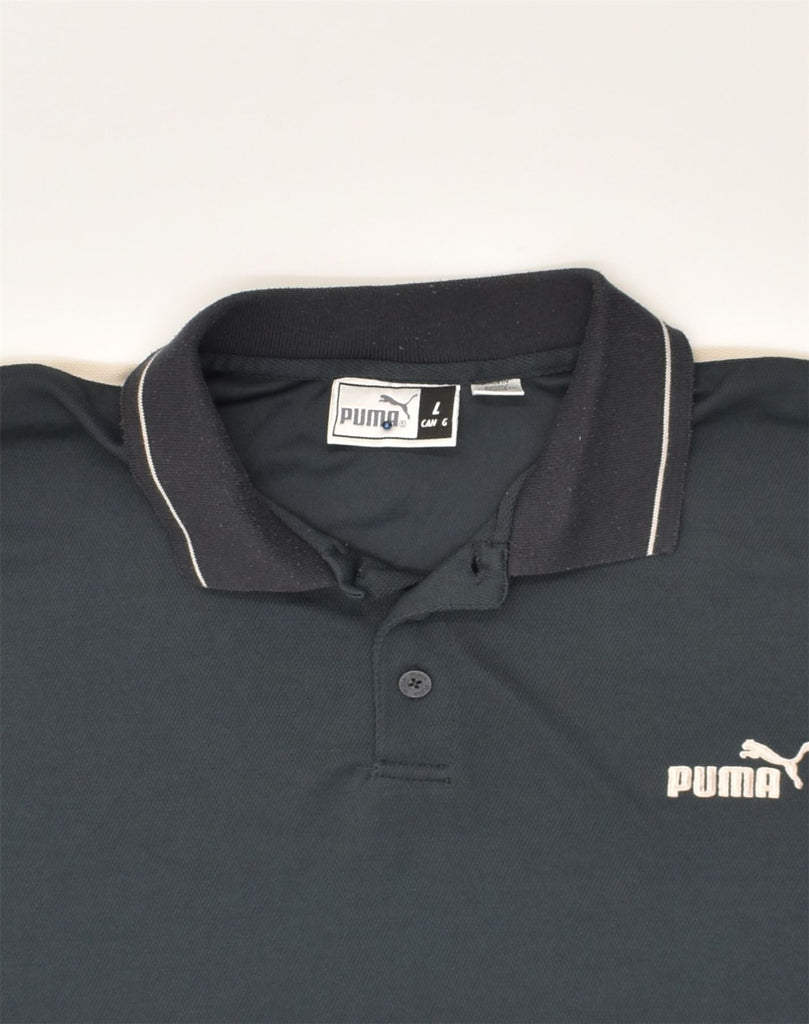 PUMA Mens Polo Shirt Large Black Polyester | Vintage Puma | Thrift | Second-Hand Puma | Used Clothing | Messina Hembry 