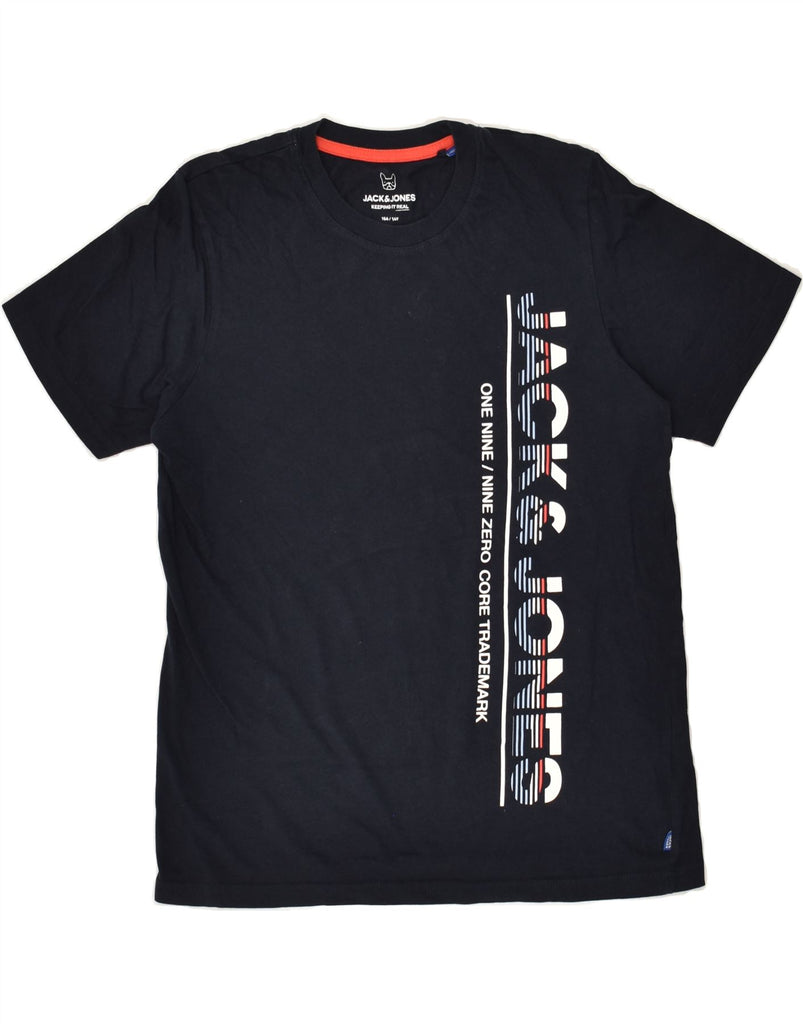 JACK & JONES Boys Graphic T-Shirt Top 13-14 Years Navy Blue Cotton | Vintage Jack & Jones | Thrift | Second-Hand Jack & Jones | Used Clothing | Messina Hembry 