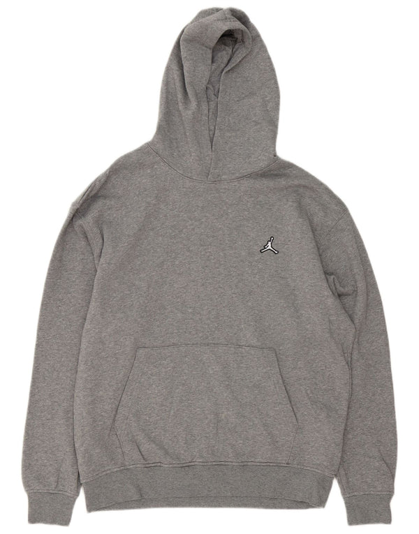 Jordan Mens Hoodie Jumper Large Grey Flecked Cotton