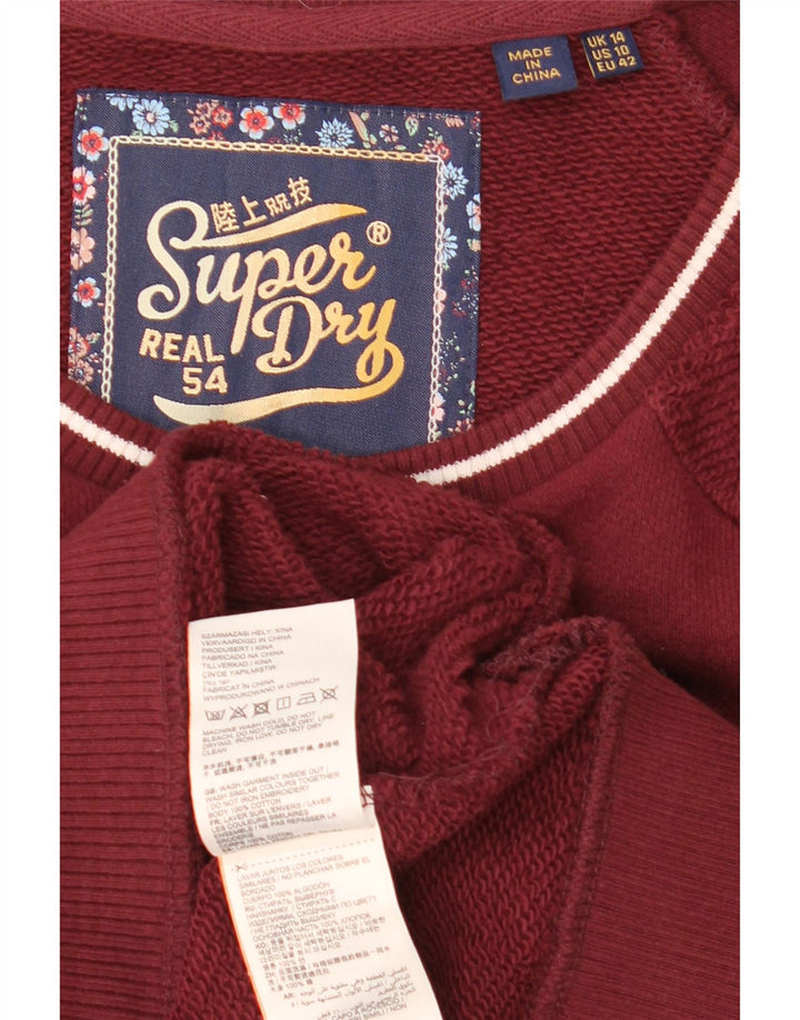 Superdry Womens Graphic Oversized Sweatshirt Jumper UK 14 Large Maroon