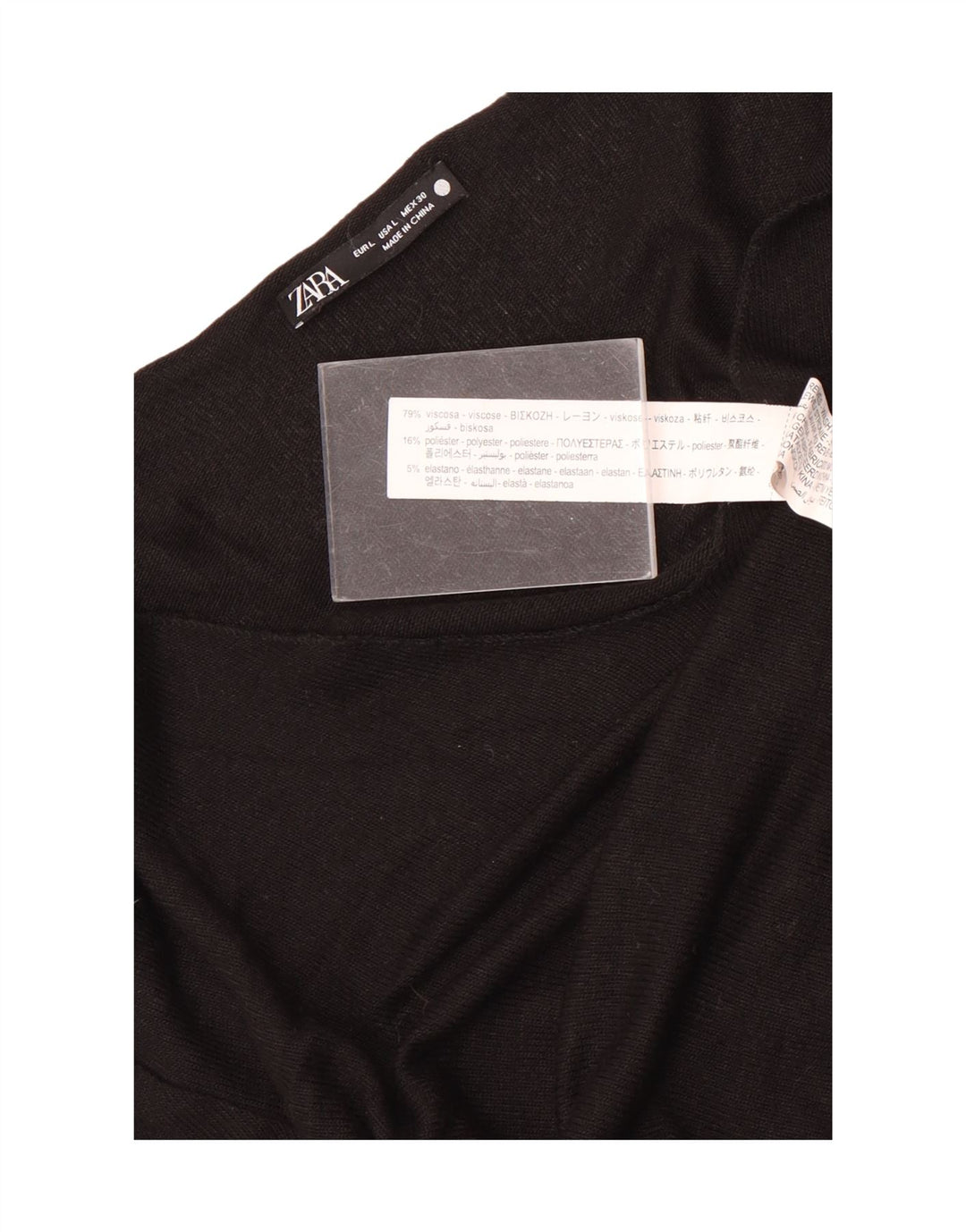 Zara Womens Top Long Sleeve UK 14 Large Black Viscose