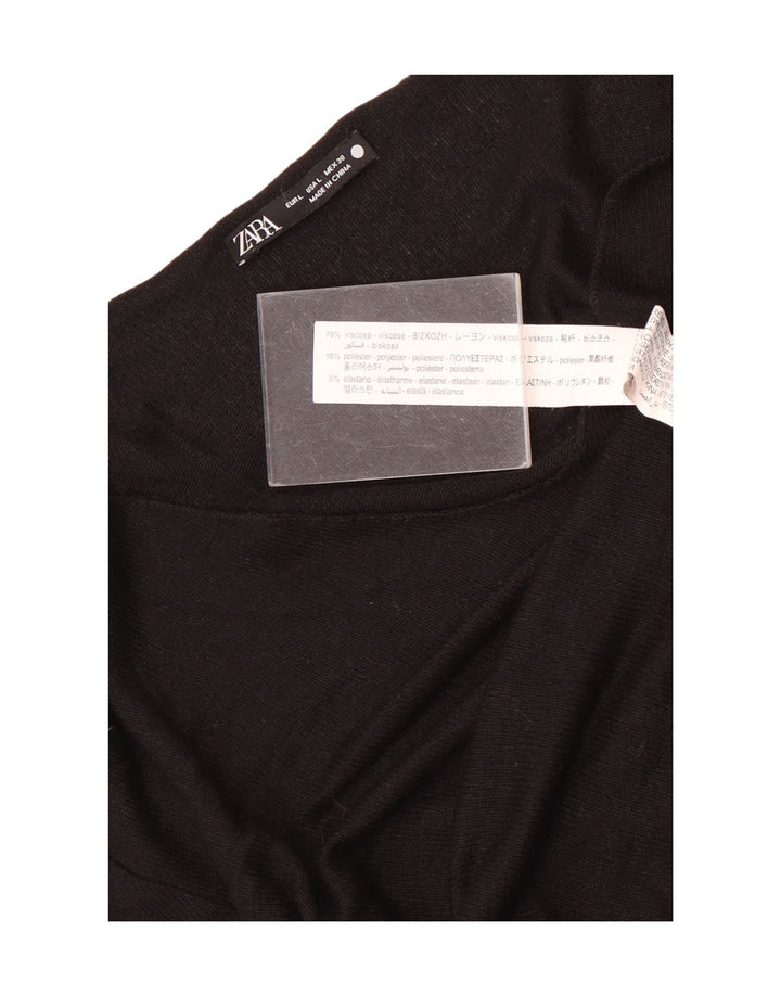 Zara Womens Top Long Sleeve UK 14 Large Black Viscose