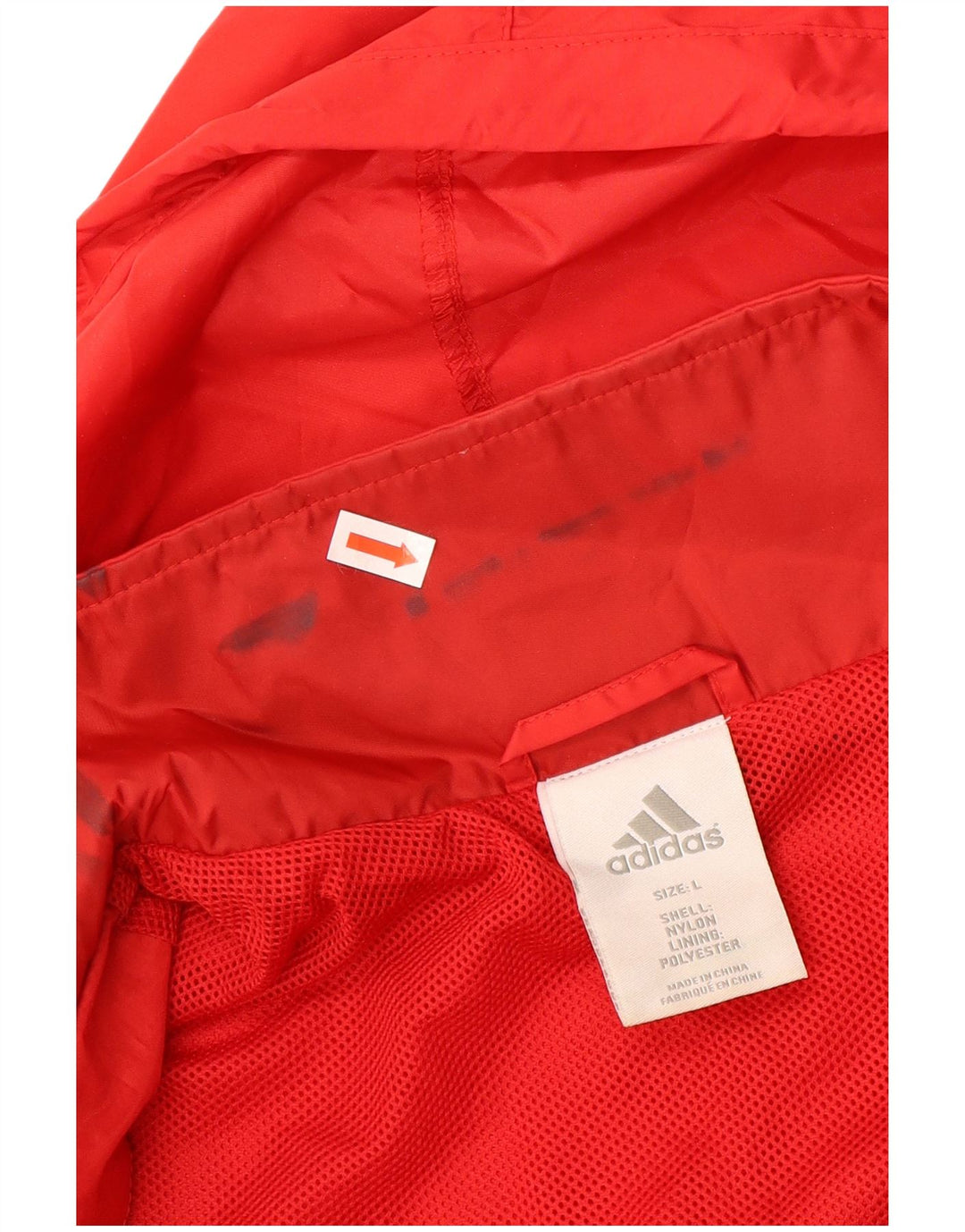 ADIDAS Mens Graphic Hooded Rain Jacket UK 40 Large Red Nylon