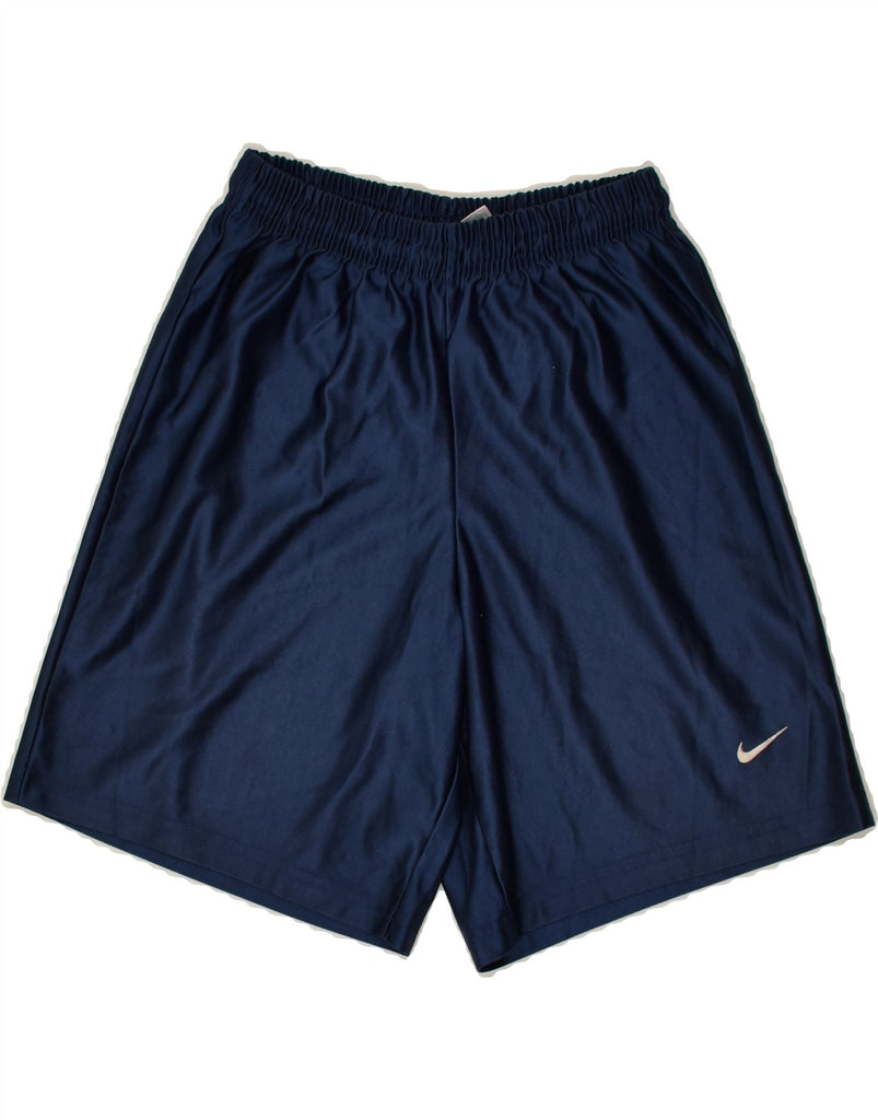 NIKE Boys Sport Shorts 7-8 Years Small Navy Blue Polyester | Vintage Nike | Thrift | Second-Hand Nike | Used Clothing | Messina Hembry 