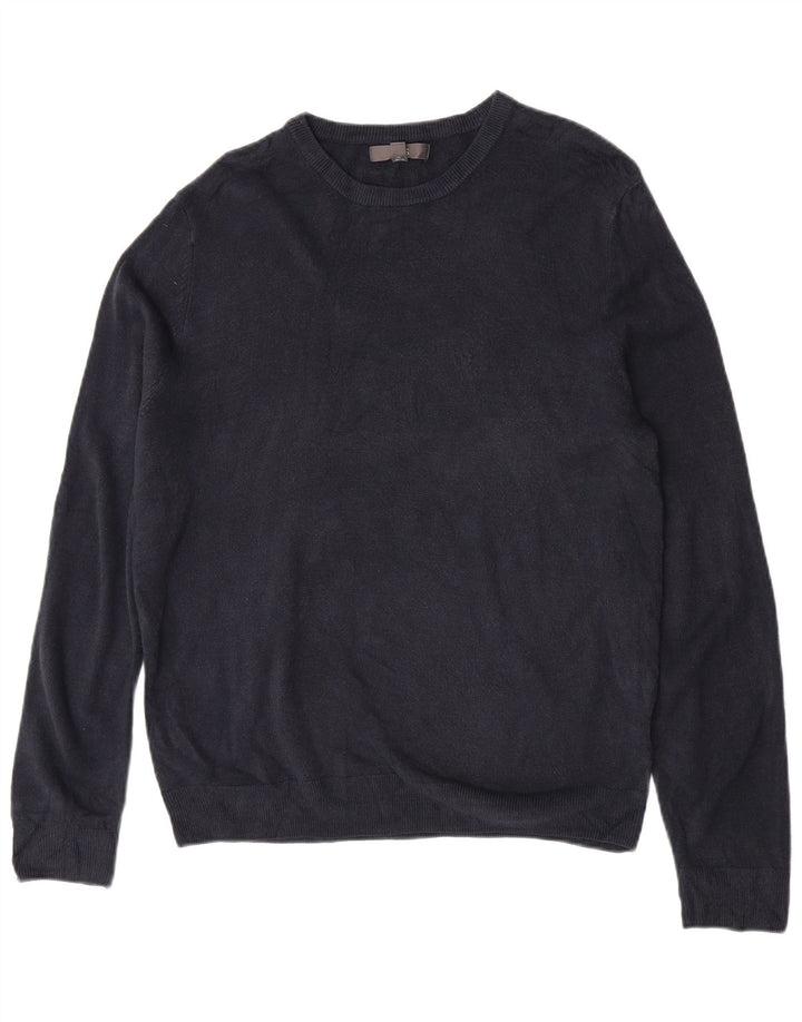 Marks & Spencer Mens Crew Neck Jumper Sweater Large Navy Blue Acrylic