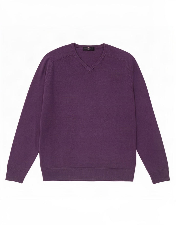 Marks & Spencer Mens Blue Harbour V-Neck Jumper Sweater Medium Purple