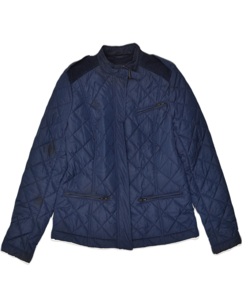 FRENCH CONNECTION Womens Quilted Jacket UK 12 Medium Navy Blue Polyester | Vintage French Connection | Thrift | Second-Hand French Connection | Used Clothing | Messina Hembry 