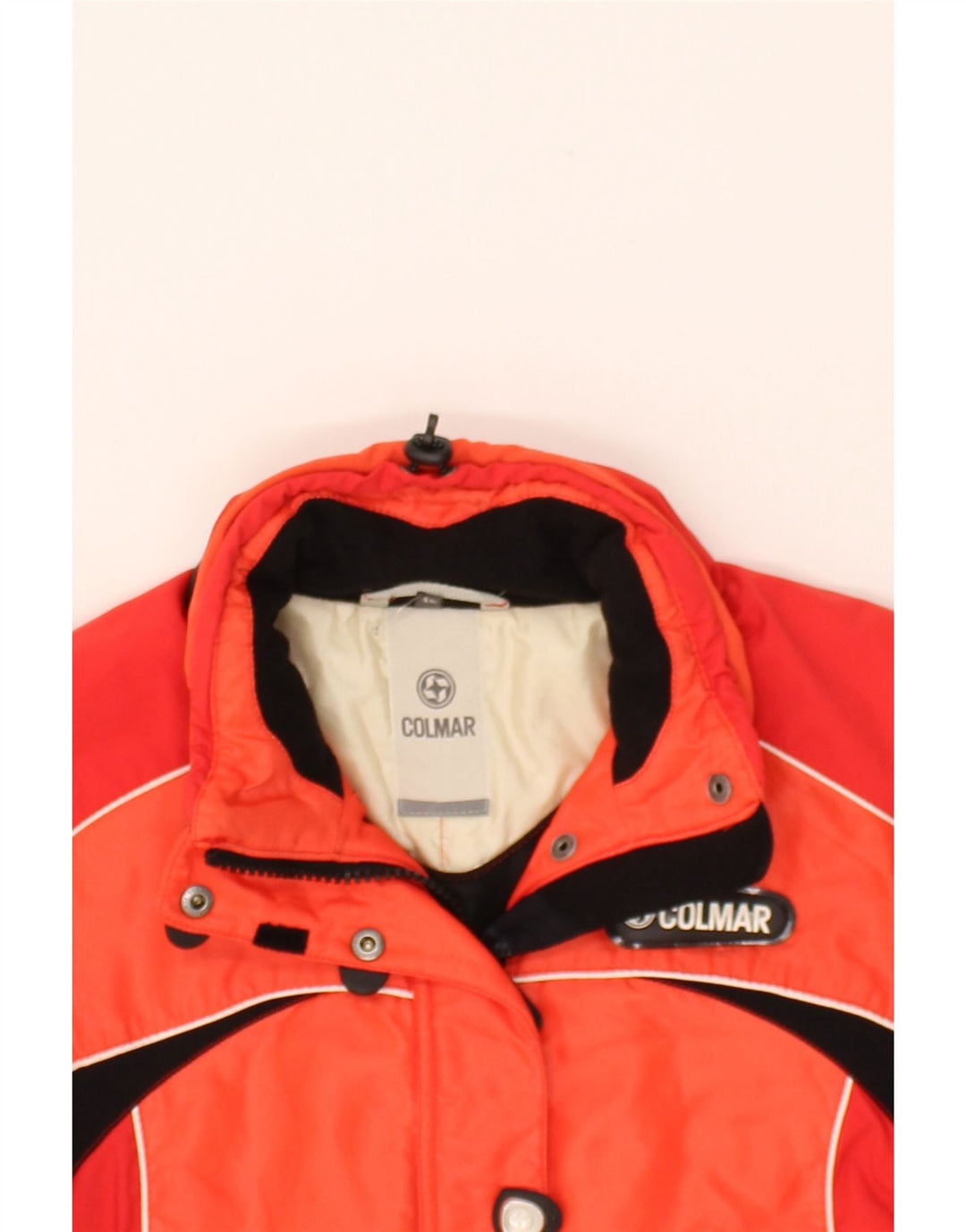 COLMAR Womens Hooded Waterproof Jacket IT 40 XS Orange Colourblock Vintage Colmar and Second-Hand Colmar from Messina Hembry 