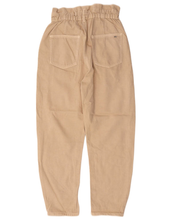 Zara Womens High Waist Tapered Jeans EU 36 XS W26 L25 Beige Cotton