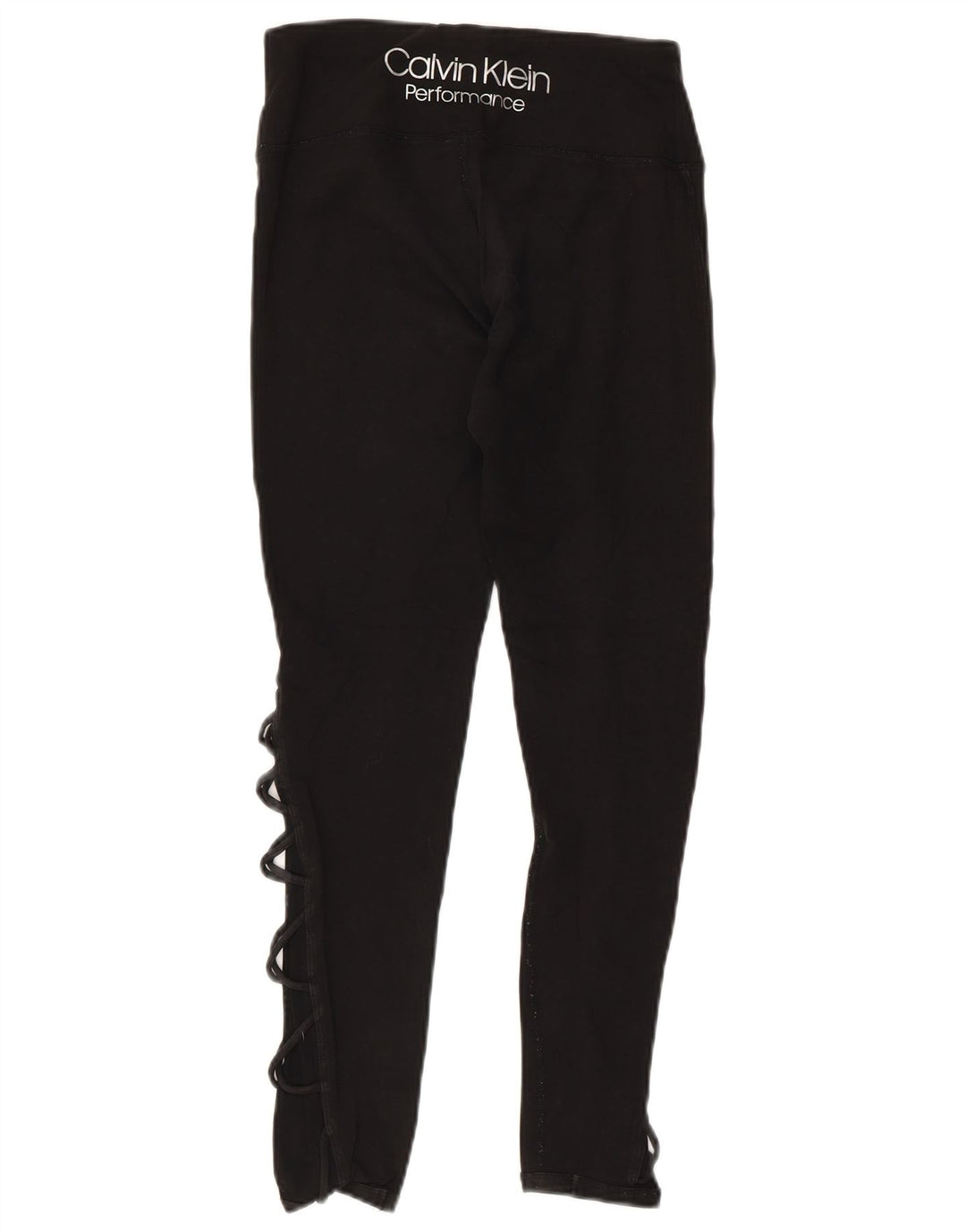 CALVIN KLEIN Womens Graphic Leggings UK 10 Small  Black Cotton
