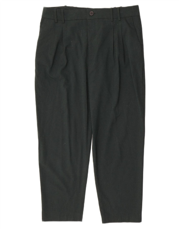 Zara Womens Pegged Cropped Trousers XL W36 L26 Green Polyester
