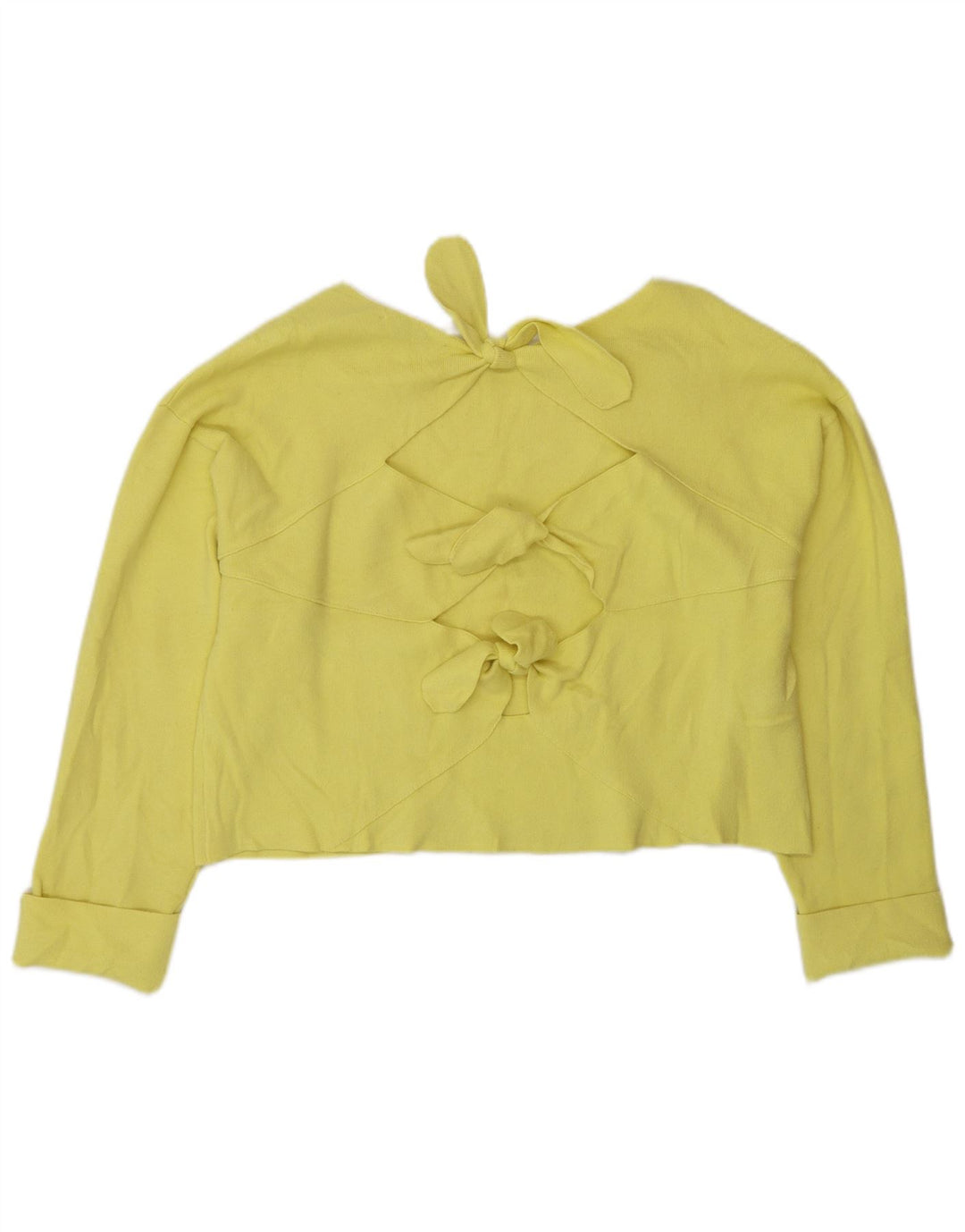 ZARA Womens Crop Long Sleeve Blouse Top UK 10 Small Yellow