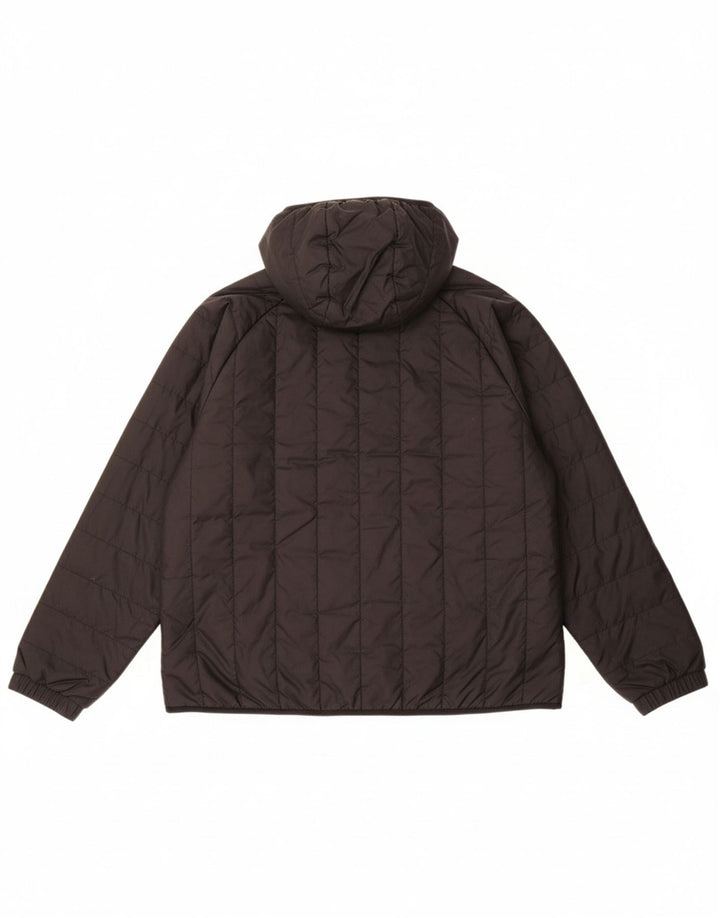 ADIDAS Womens Hooded Padded Jacket UK 14 Large Black Polyester