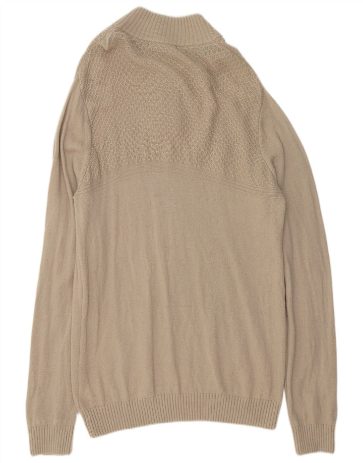 Crew Clothing Mens Button Neck Jumper Sweater XL Grey Lambswool
