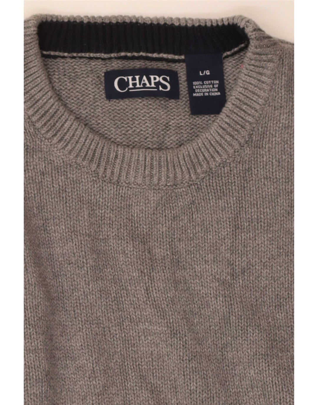 Chaps Mens Regular Fit Crew Neck Jumper Sweater Large Grey Cotton