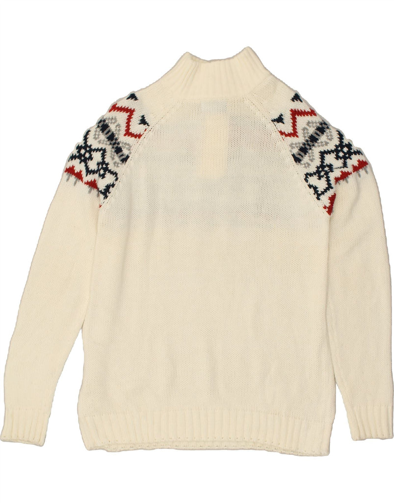 PULL & BEAR Mens Button Neck Jumper Sweater XL Off White Fair Isle Acrylic | Vintage Pull & Bear | Thrift | Second-Hand Pull & Bear | Used Clothing | Messina Hembry 