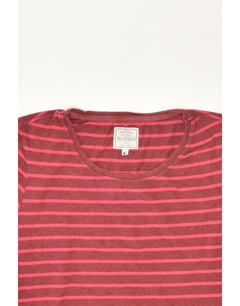 FAT FACE Womens T-Shirt Top UK 10 Small Maroon Striped Cotton | Vintage Fat Face | Thrift | Second-Hand Fat Face | Used Clothing | Messina Hembry 