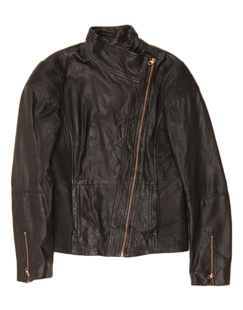 TED BAKER Womens Leather Jacket Size 2 Small Black Leather Vintage Ted Baker and Second-Hand Ted Baker from Messina Hembry 