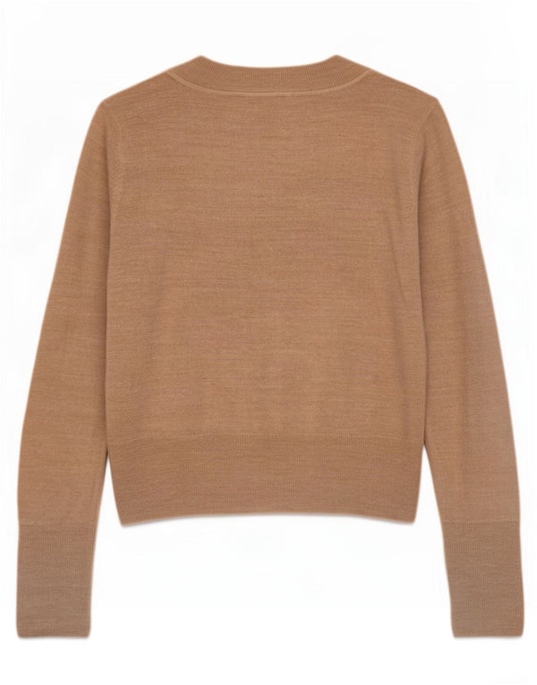 Marks & Spencer Womens Crop Cardigan Sweater UK 14 Large Beige Acrylic