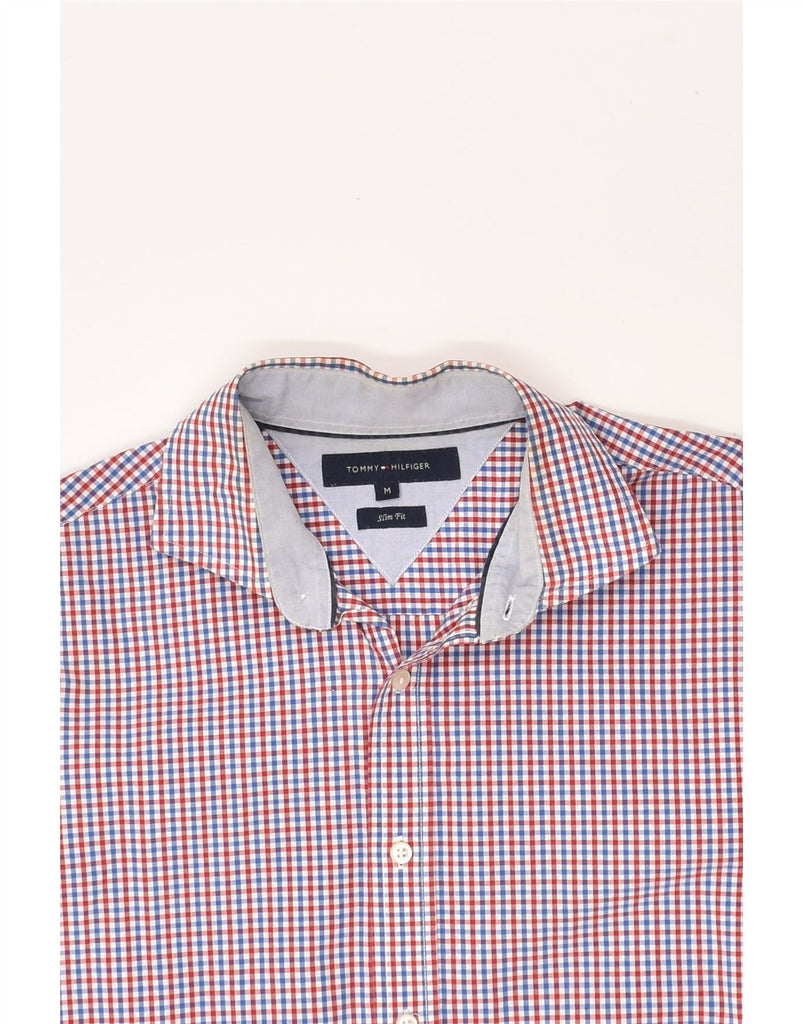 TOMMY HILFIGER Mens Slim Fit Shirt Medium Red Gingham Cotton | Vintage Tommy Hilfiger | Thrift | Second-Hand Tommy Hilfiger | Used Clothing | Messina Hembry 