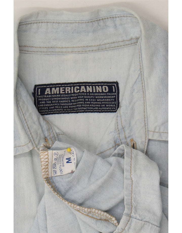 AMERICANINO Mens Shirt Medium Blue Cotton Vintage Americanino and Second-Hand Americanino from Messina Hembry 