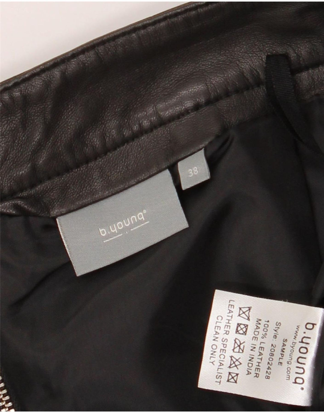 B.Young Womens Mini Leather Skirt EU 38 Medium W30 Black Leather