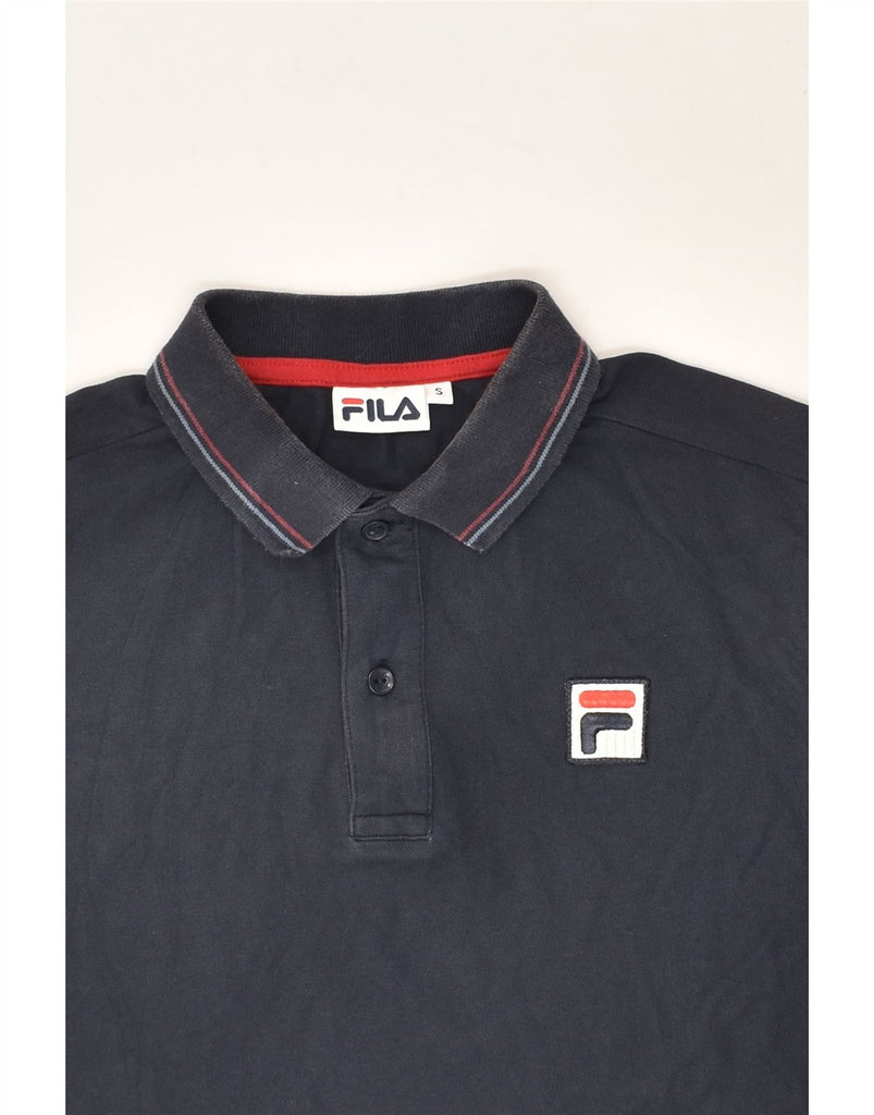 FILA Mens Long Sleeve Polo Shirt Small Navy Blue Cotton | Vintage Fila | Thrift | Second-Hand Fila | Used Clothing | Messina Hembry 