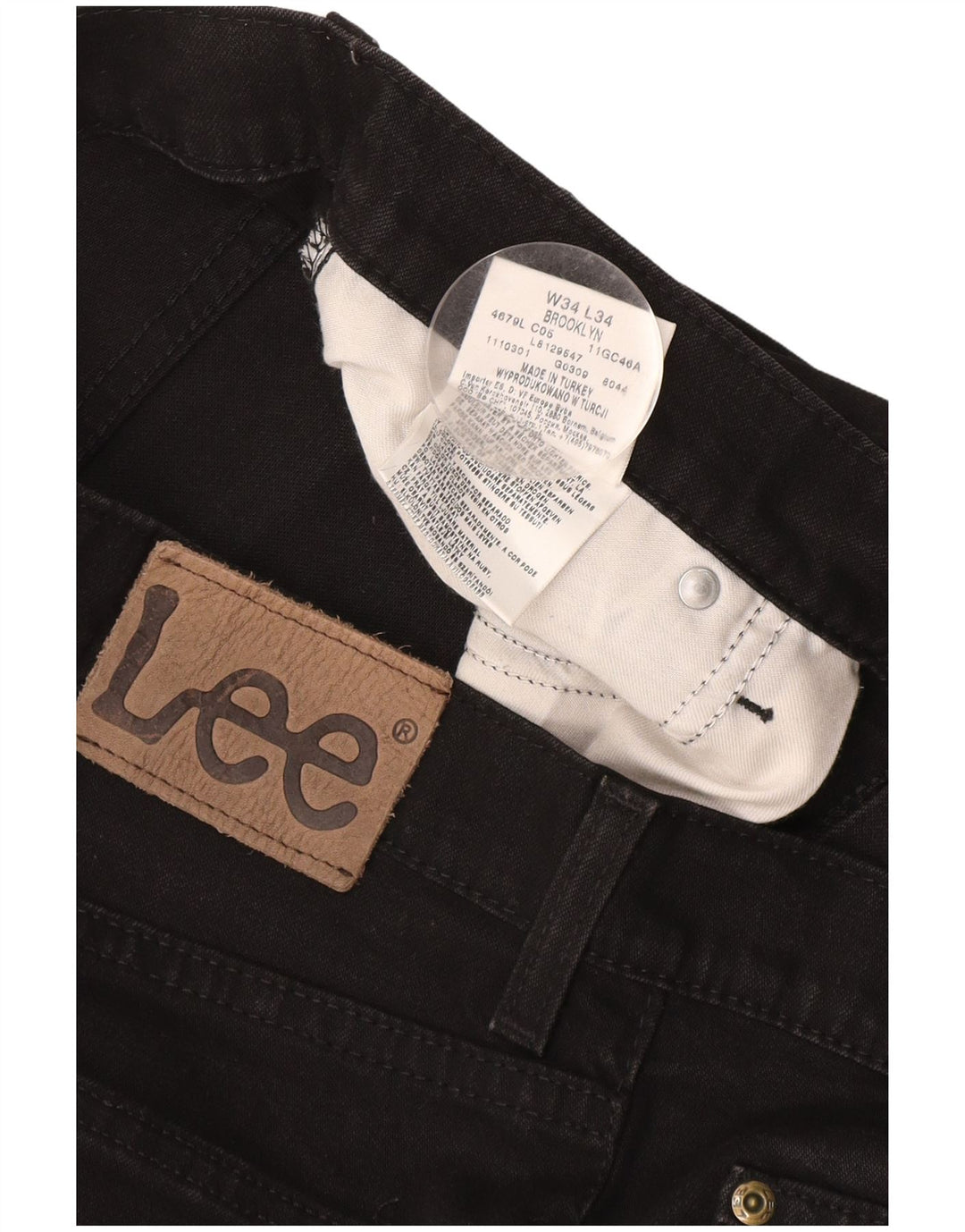 Lee Mens Brooklyn Straight Jeans W34 L30 Black Cotton