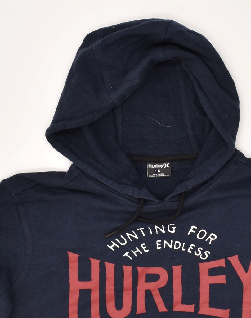 HURLEY Mens Graphic Hoodie Jumper Small Navy Blue Cotton | Vintage Hurley | Thrift | Second-Hand Hurley | Used Clothing | Messina Hembry 