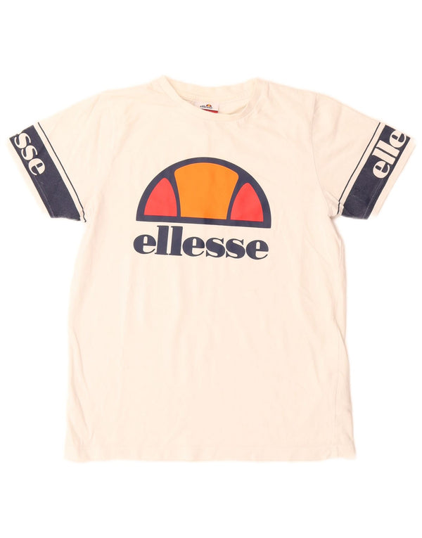 Ellesse Boys Graphic T-Shirt Top 12-13 Years White Colourblock Cotton