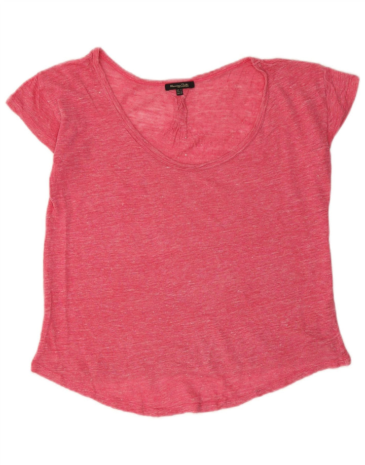 Massimo Dutti Womens T-Shirt Top UK 14 Medium Pink Flecked