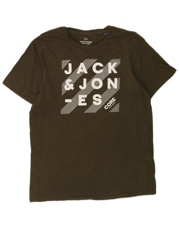 Jack & Jones Boys Graphic T-Shirt Top 15-16 Years Khaki Cotton