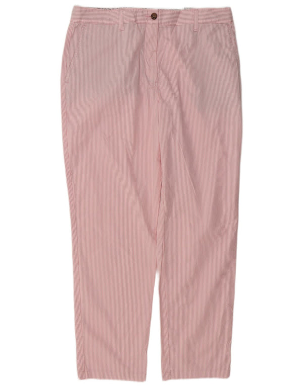 Marks & Spencer Womens Chino Trousers UK 14 Large W34 L28 Pink Pinstripe