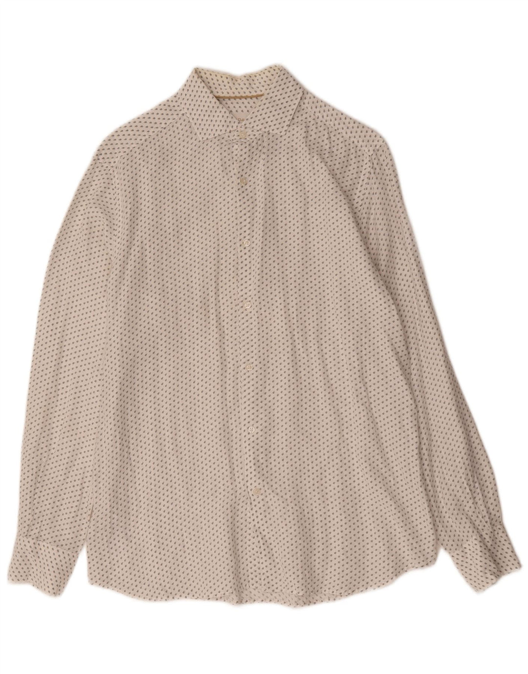 Massimo Dutti Mens Shirt Medium White Spotted Linen