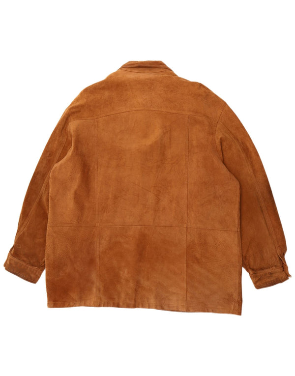 Vintage Mens Overshirt Suede Shirt IT 58 2XL Brown