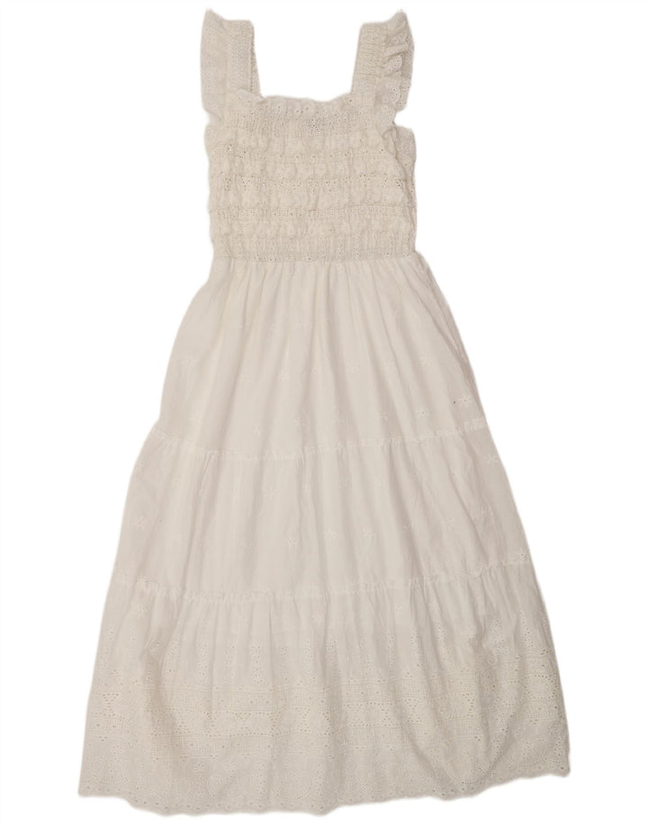 Gaudi Womens Sleeveless Maxi Dress UK 12 Medium White Cotton