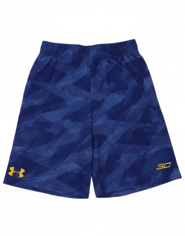 Under Armour Boys Sport Shorts 9-10 Years Medium Blue Geometric