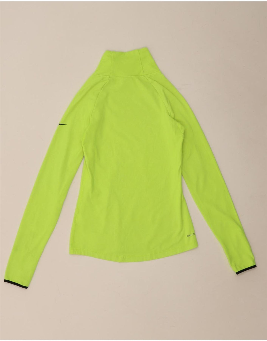 Nike Womens Dri Fit Zip Neck Top Long Sleeve UK 8 Small Green