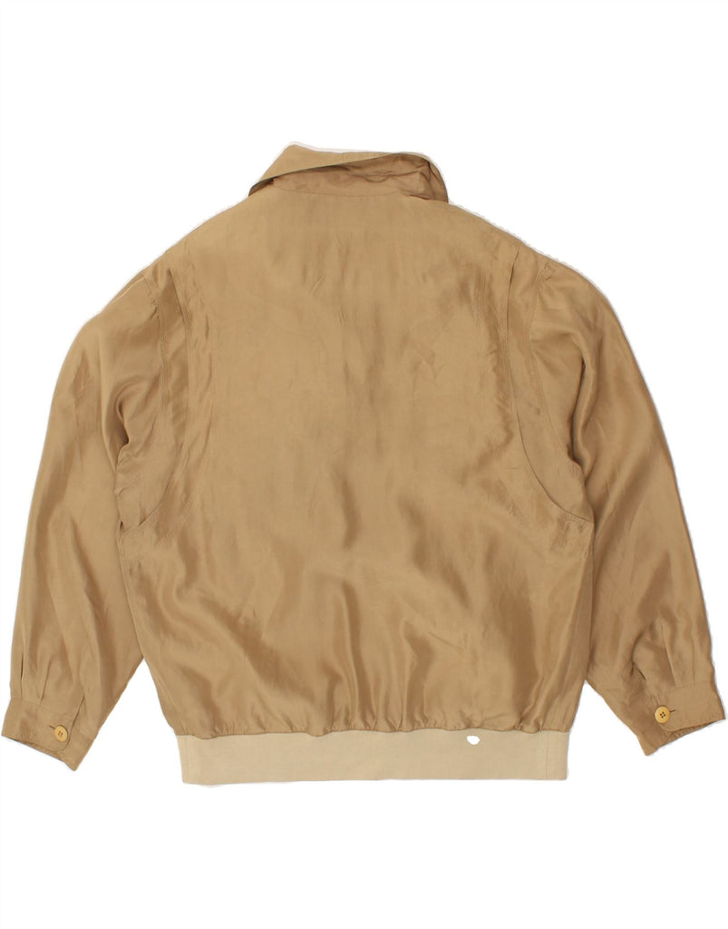 MALAGRIDA Mens Bomber Jacket UK 40 Large Beige Silk Vintage Malagrida and Second-Hand Malagrida from Messina Hembry 