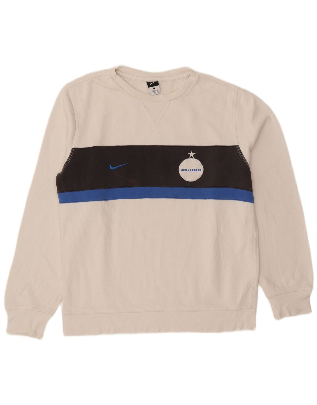 Nike Mens Inter Milan Sweatshirt Jumper Large White Colourblock Cotton